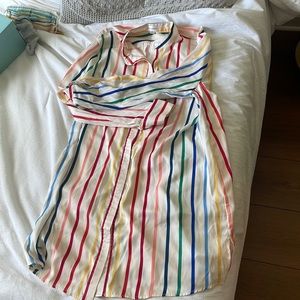 Rainbow button down summersalt swim cover up - M